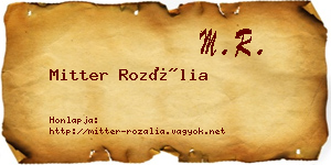 Mitter Rozália névjegykártya
